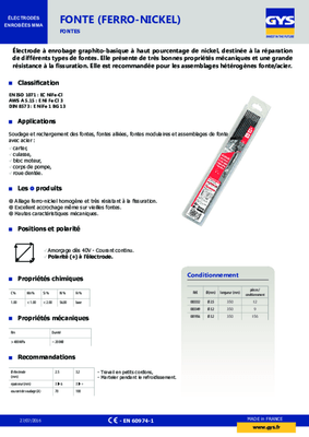 Soudure - Electrodes - Electrode fonte Ø 3,2 mm
