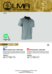 Equipement et protection individuelle - Habillement - Polo manches courtes BIOTOPE